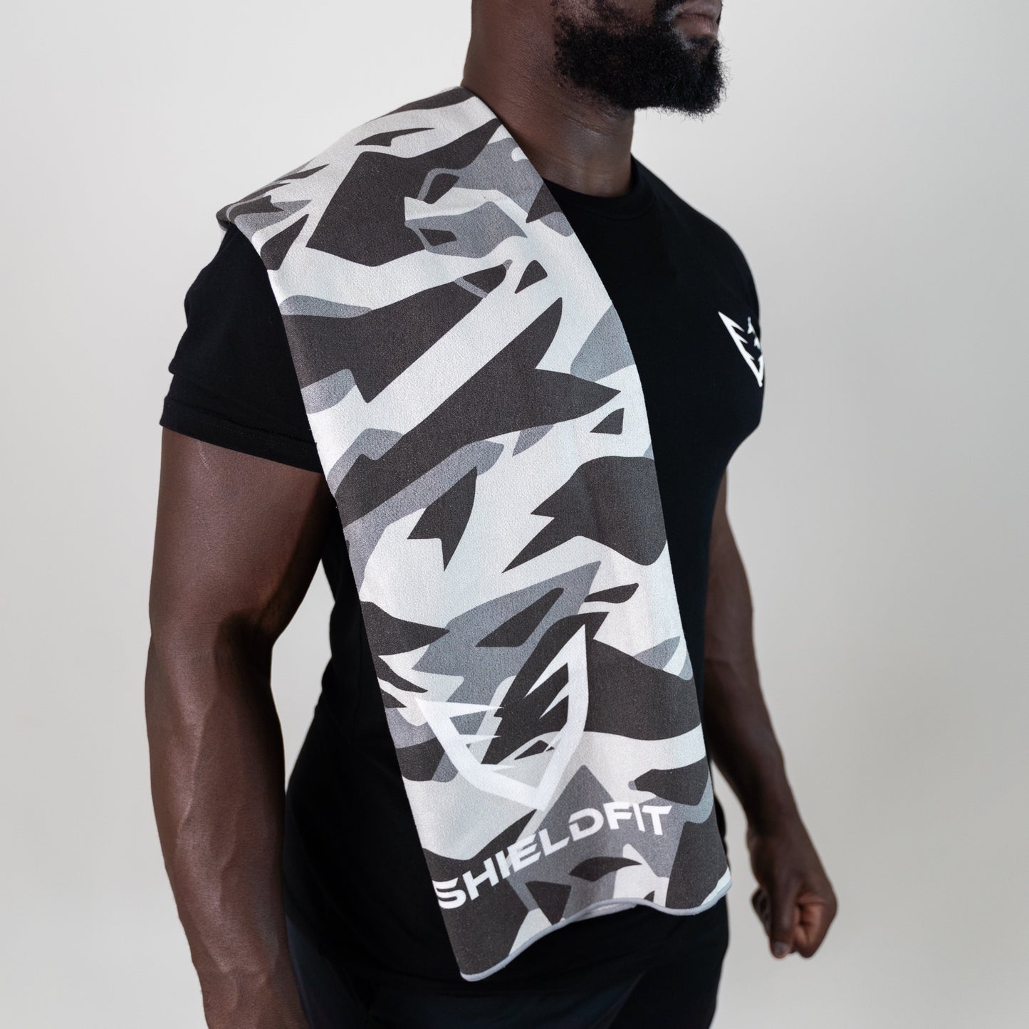 Antibacterial Gym Towel: Grey Camo